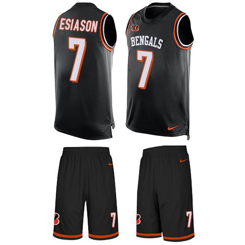 Nike Bengals #7 Boomer Esiason Black Team Color Men's Stitched NFL Limited Tank Top Suit Jersey - Click Image to Close